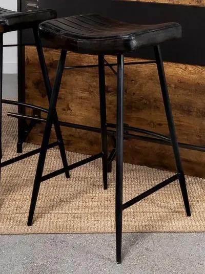 Bayu - Leather Upholstered Saddle Seat Backless Bar Stool (Set of 2)