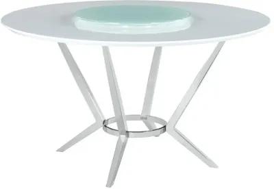 Abby - 5 Piece Round Dining Table Set - White High Gloss