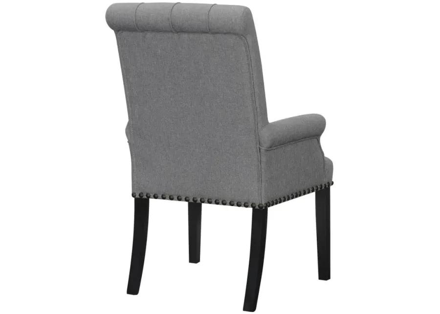 Alana - Upholstered Tufted Arm Chair With Nailhead Trim - Gray / Rustic Espresso