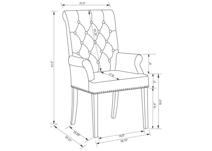 Alana - Upholstered Tufted Arm Chair With Nailhead Trim - Gray / Rustic Espresso