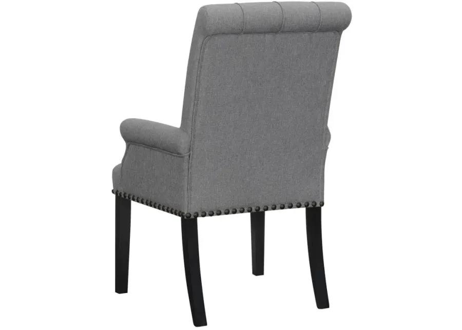 Alana - Upholstered Tufted Arm Chair With Nailhead Trim - Gray / Rustic Espresso