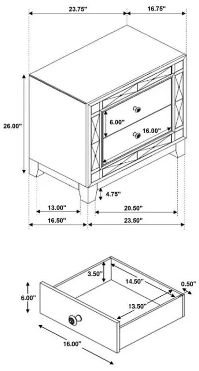 Leighton - 2-Drawer Nightstand - Metallic Mercury