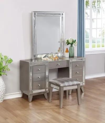 Leighton - Vanity Table And Stool Set - Metallic Mercury