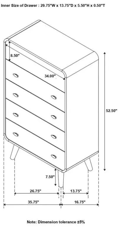 Robyn - 5-Drawer Bedroom Chest - Dark Walnut