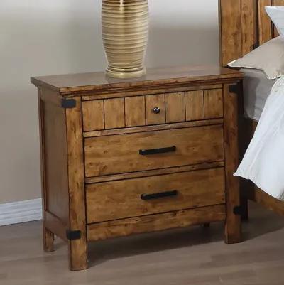 Brenner - 3-Drawer Night Stand - Rustic Honey