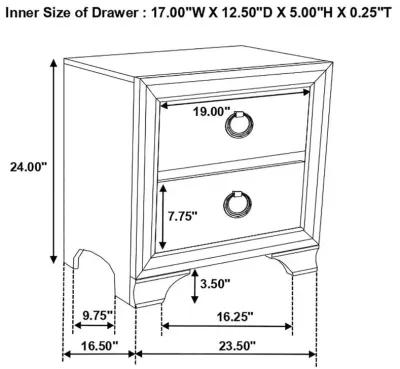 Salford - 2-Drawer Nightstand - Metallic Sterling