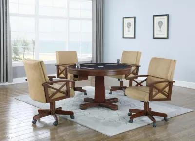 Marietta - Round Dining And Billiard Poker Game Table - Tobacco