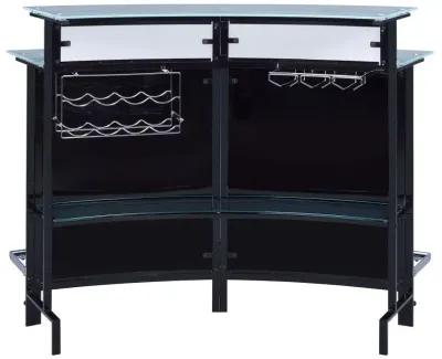 Keystone - Curved Glass Top Home Bar Wine Cabinet - Black