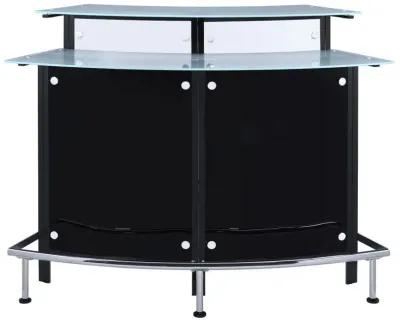 Keystone - Curved Glass Top Home Bar Wine Cabinet - Black