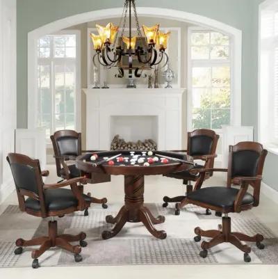 Turk - Round Dining And Billiard Poker Game Table - Tobacco