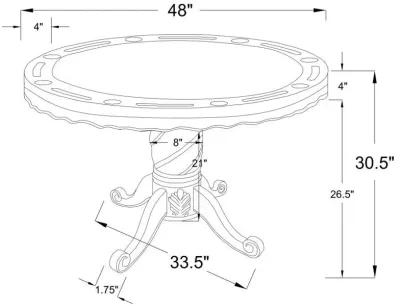 Turk - Round Dining And Billiard Poker Game Table - Tobacco