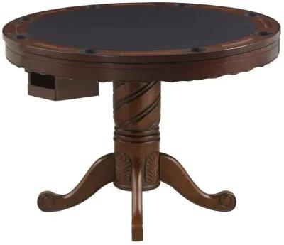 Turk - Round Dining And Billiard Poker Game Table - Tobacco