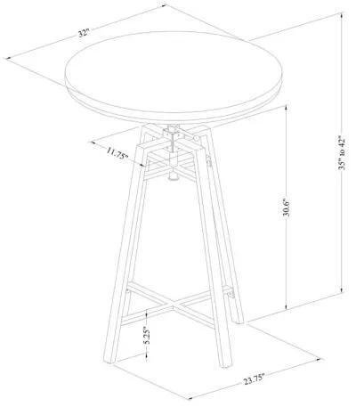 Bartlett - Round Adjustable Bar Table - Brushed Nutmeg