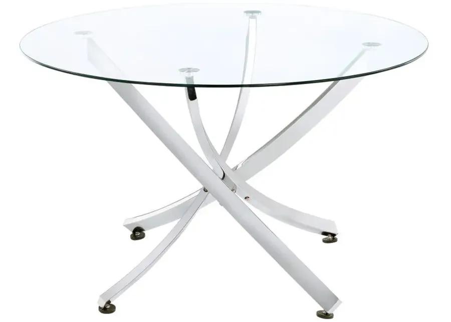 Beckham - 5 Piece Round Dining Set - Chrome And White