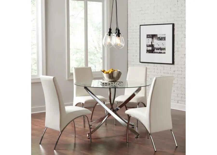 Beckham - 5 Piece Round Dining Set - Chrome And White