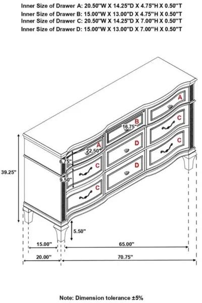 Evangeline - 9-Drawer Dresser - Silver Oak