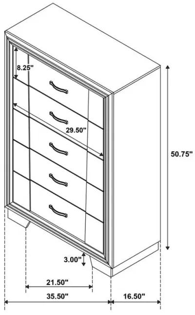 Janine - 5-Drawer Bedroom Chest - Gray