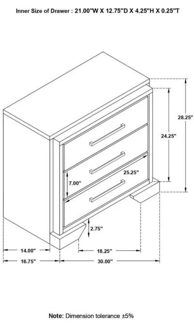 Baker - 3-Drawer Nightstand - Light Taupe