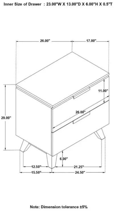 Nathan - 2-Drawer Nightstand - Gray