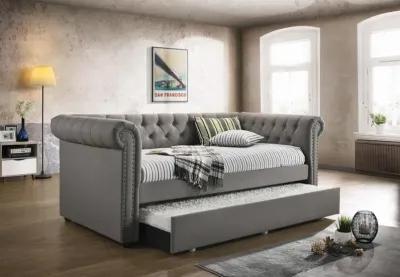 Kepner - Upholstered Twin Daybed With Trundle - Gray