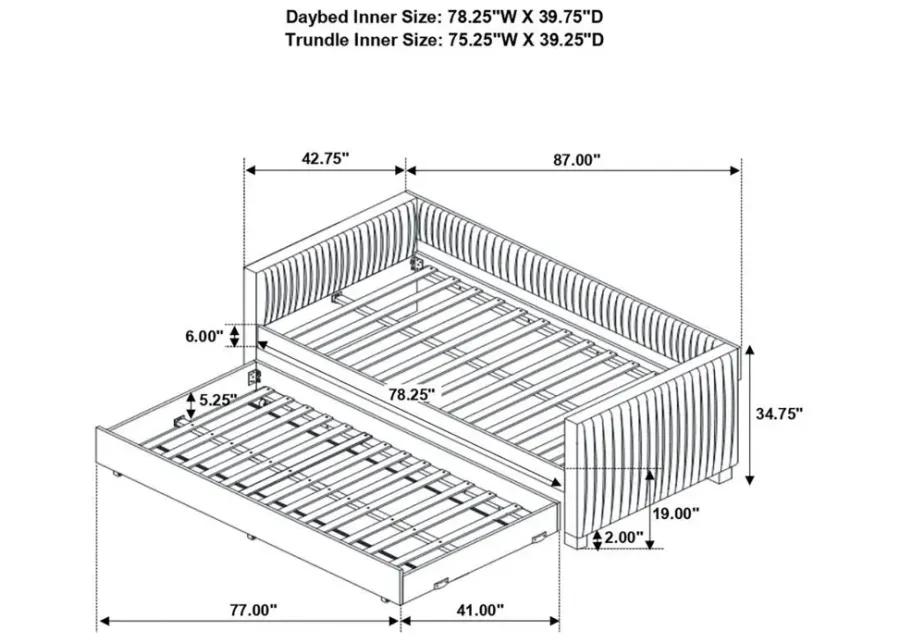 Brodie - Upholstered Twin Daybed With Trundle - Gray