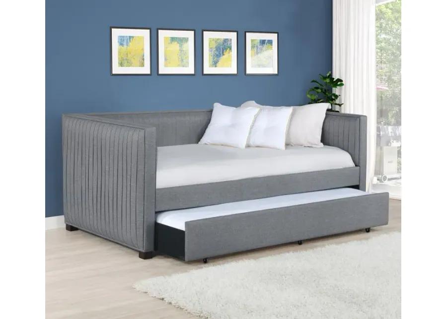 Brodie - Upholstered Twin Daybed With Trundle - Gray