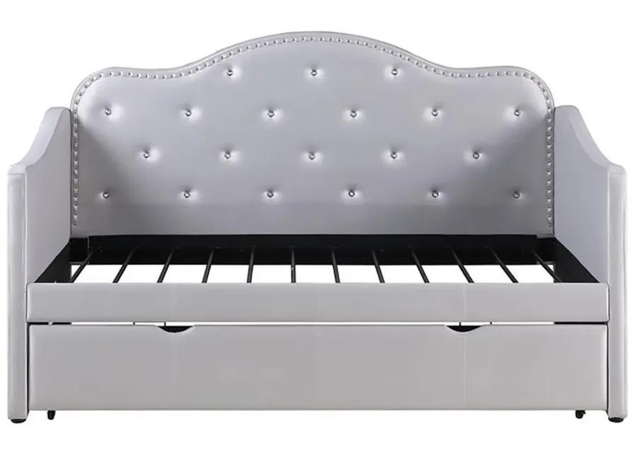 Elmore - Upholstered Twin Daybed With Trundle - Pearlescent Gray