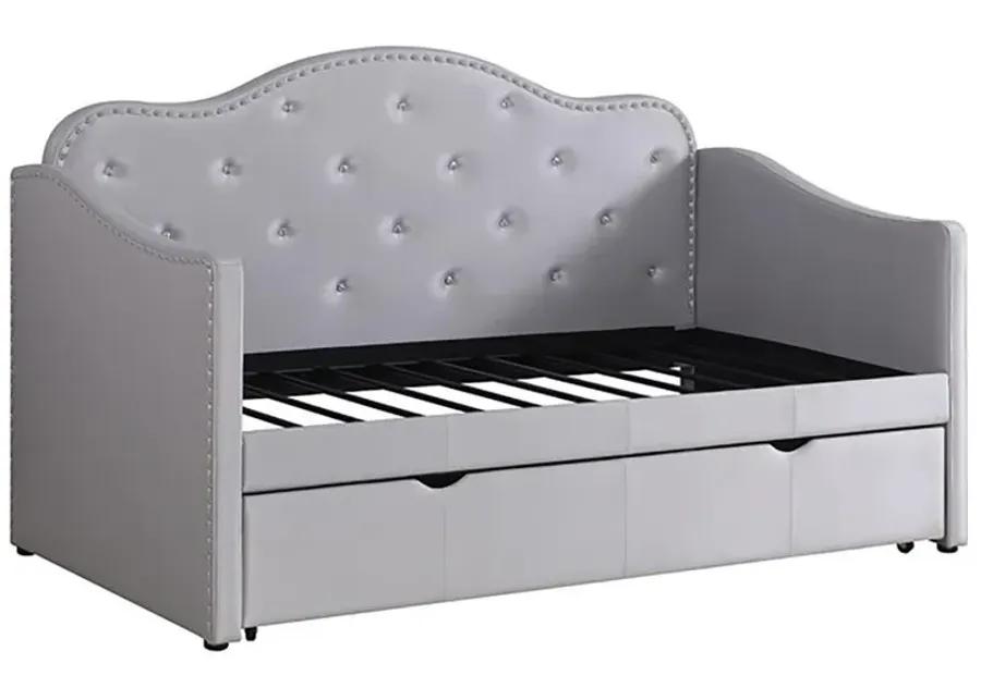 Elmore - Upholstered Twin Daybed With Trundle - Pearlescent Gray