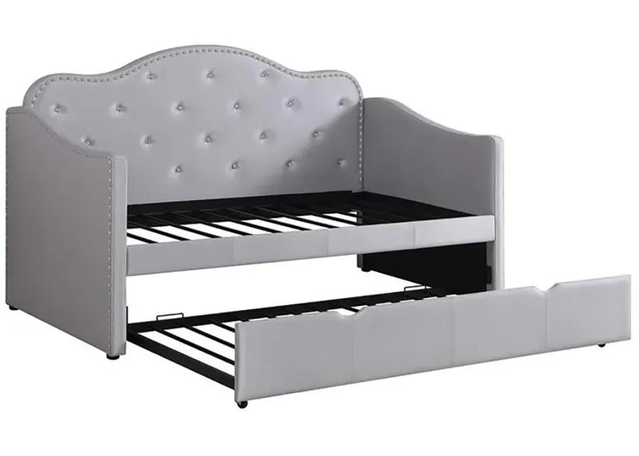 Elmore - Upholstered Twin Daybed With Trundle - Pearlescent Gray