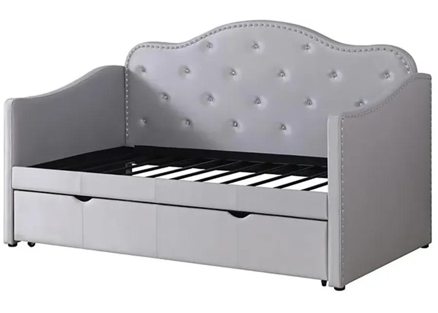 Elmore - Upholstered Twin Daybed With Trundle - Pearlescent Gray