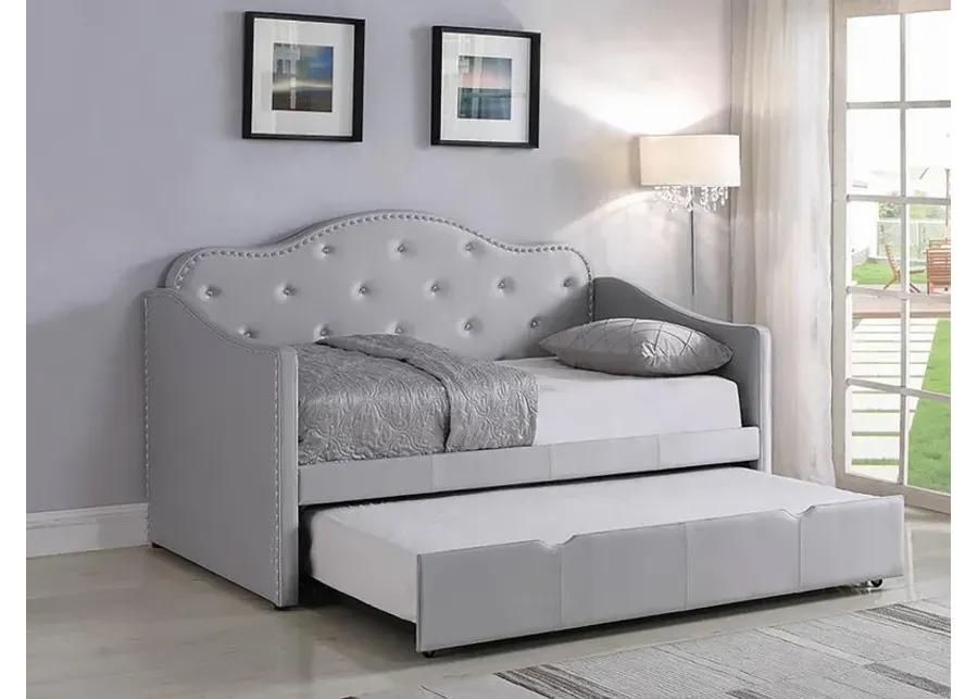 Elmore - Upholstered Twin Daybed With Trundle - Pearlescent Gray