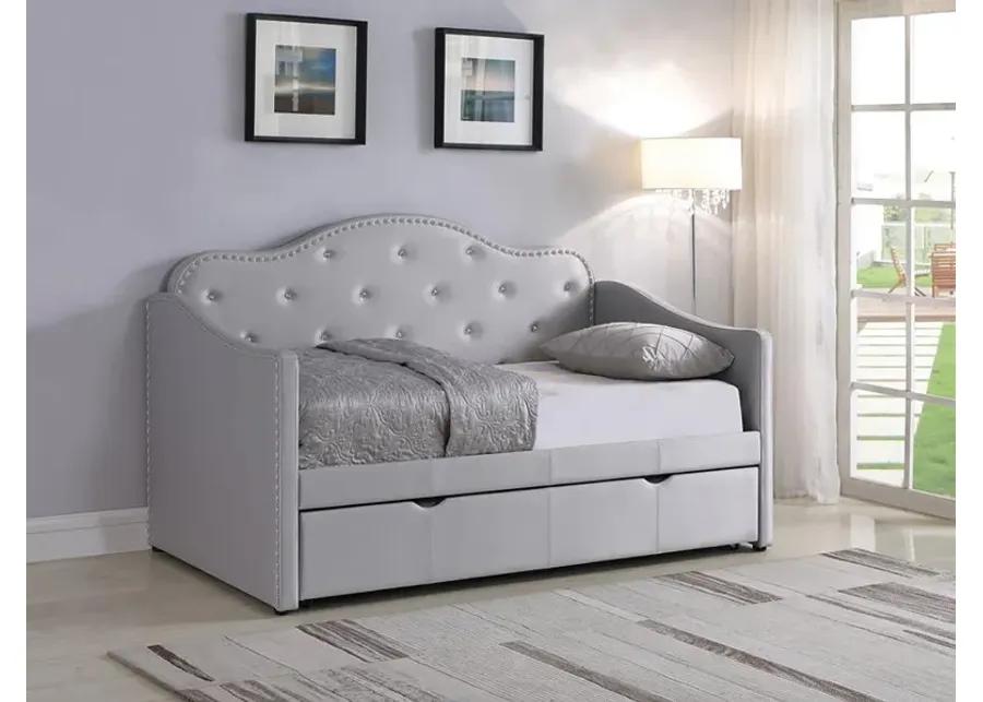 Elmore - Upholstered Twin Daybed With Trundle - Pearlescent Gray