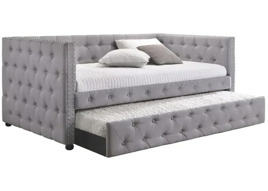 Mockern - Tufted Upholstered Daybed With Trundle - Gray