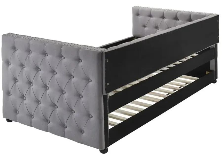 Mockern - Tufted Upholstered Daybed With Trundle - Gray