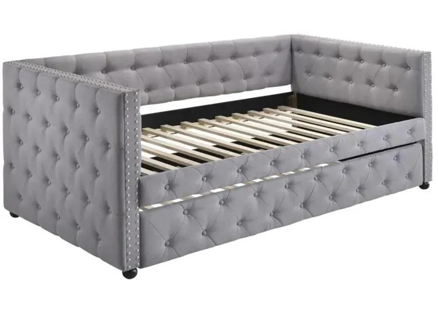 Mockern - Tufted Upholstered Daybed With Trundle - Gray