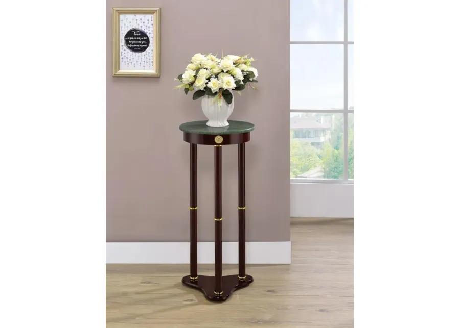 Edie - Round Marble Top Accent Table - Merlot