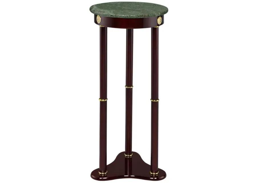 Edie - Round Marble Top Accent Table - Merlot