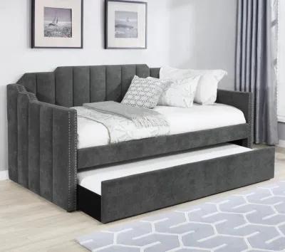 Kingston - Upholstered Twin Daybed With Trundle - Charcoal