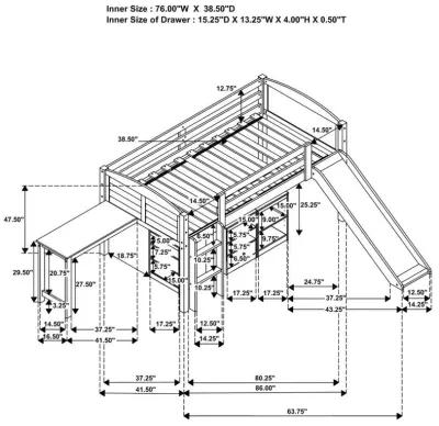 Millie - Twin Workstation Loft Bed - White