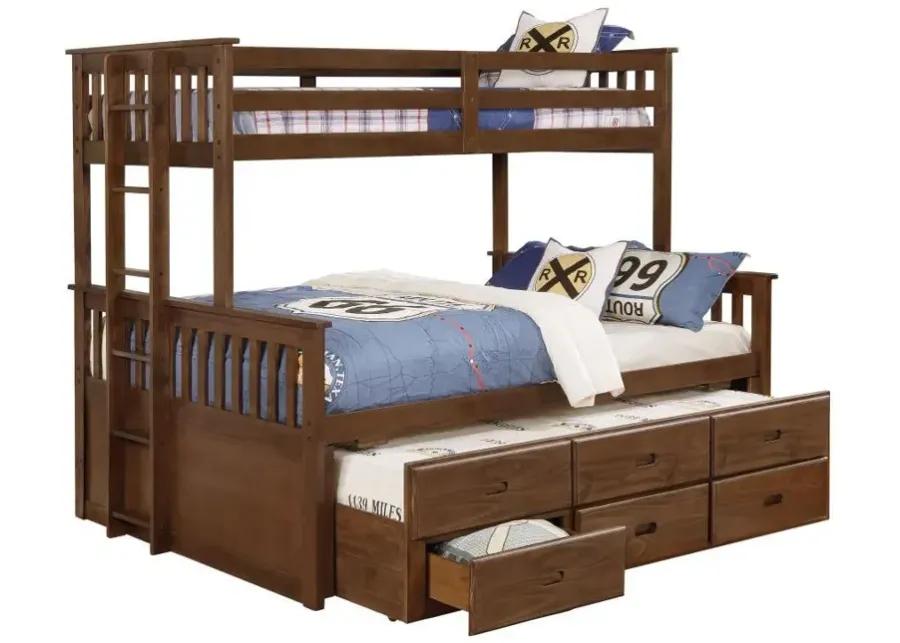 Atkin - Twin Extra Long Over Queen 3-Drawer Bunk Bed - Weathered Walnut