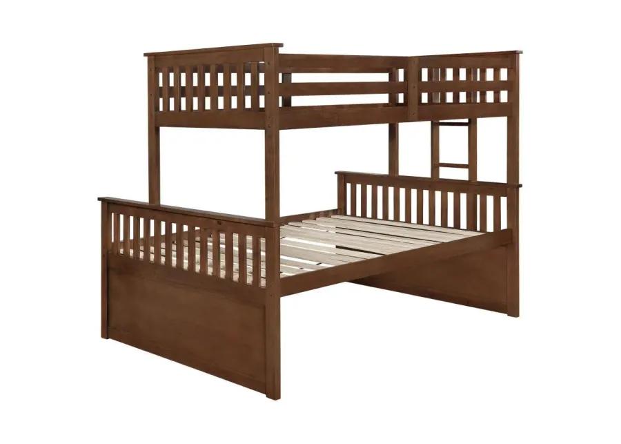 Atkin - Twin Extra Long Over Queen 3-Drawer Bunk Bed - Weathered Walnut