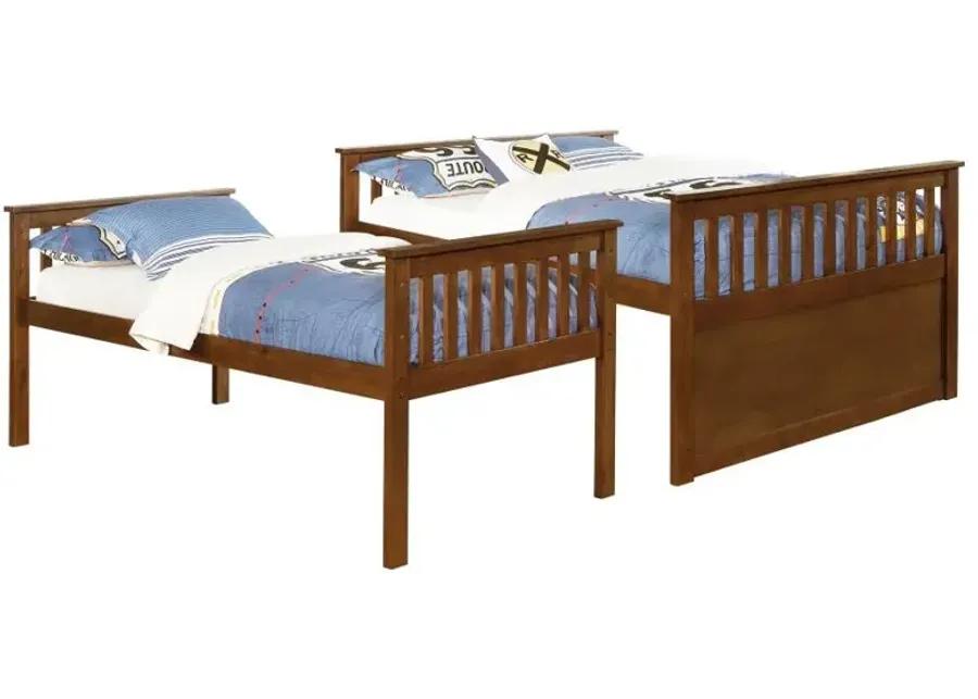 Atkin - Twin Extra Long Over Queen 3-Drawer Bunk Bed - Weathered Walnut