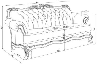 Victoria - Full Leather Upholstered Rolled Arm Sofa - Brown