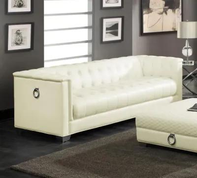 Chaviano - Upholstered Track Arm Sofa - Pearl White