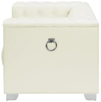 Chaviano - Upholstered Track Arm Accent Chair - Pearl White