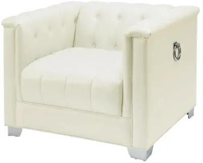 Chaviano - Upholstered Track Arm Accent Chair - Pearl White