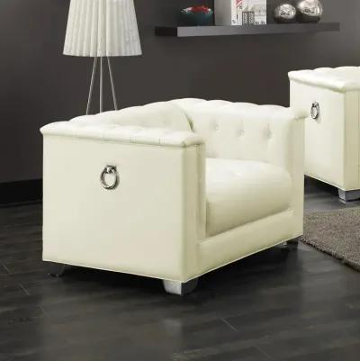 Chaviano - Upholstered Track Arm Accent Chair - Pearl White