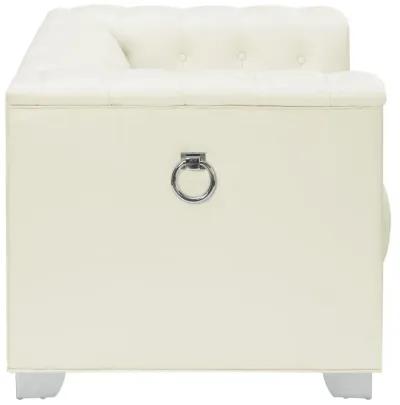 Chaviano - Upholstered Track Arm Accent Chair - Pearl White