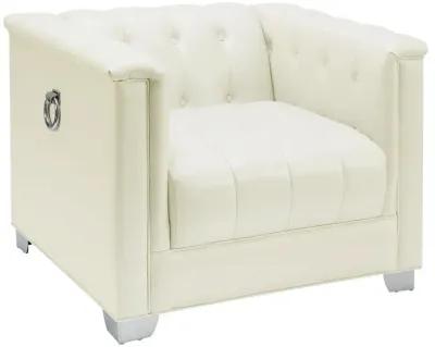 Chaviano - Upholstered Track Arm Accent Chair - Pearl White