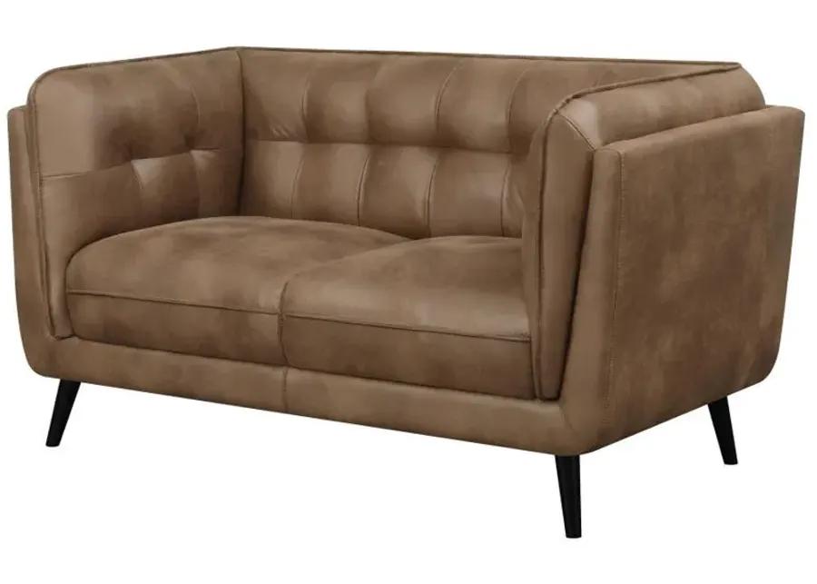 Thatcher - Upholstered Button Tufted Loveseat - Brown